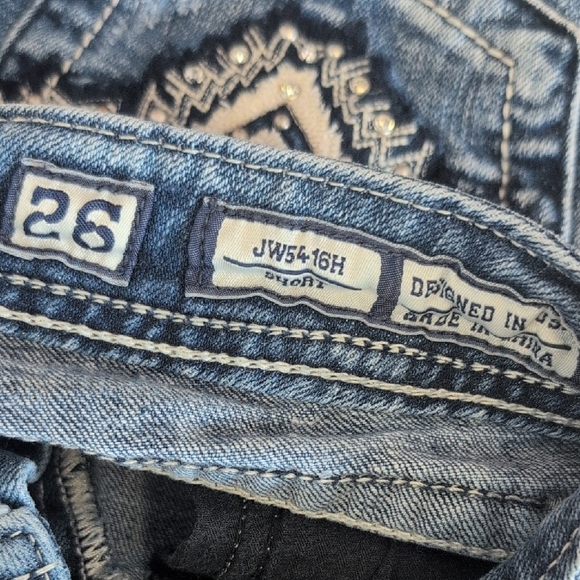 Miss Me Short Embellished Blue Denim Shorts 26 - Picture 3 of 5